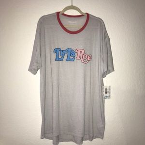 LuLaRoe Tee American Stars & Stripes The Patrick Logo Ringer Tee Sz 2X NWT